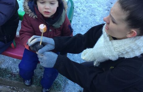 making marshmallows at forest school